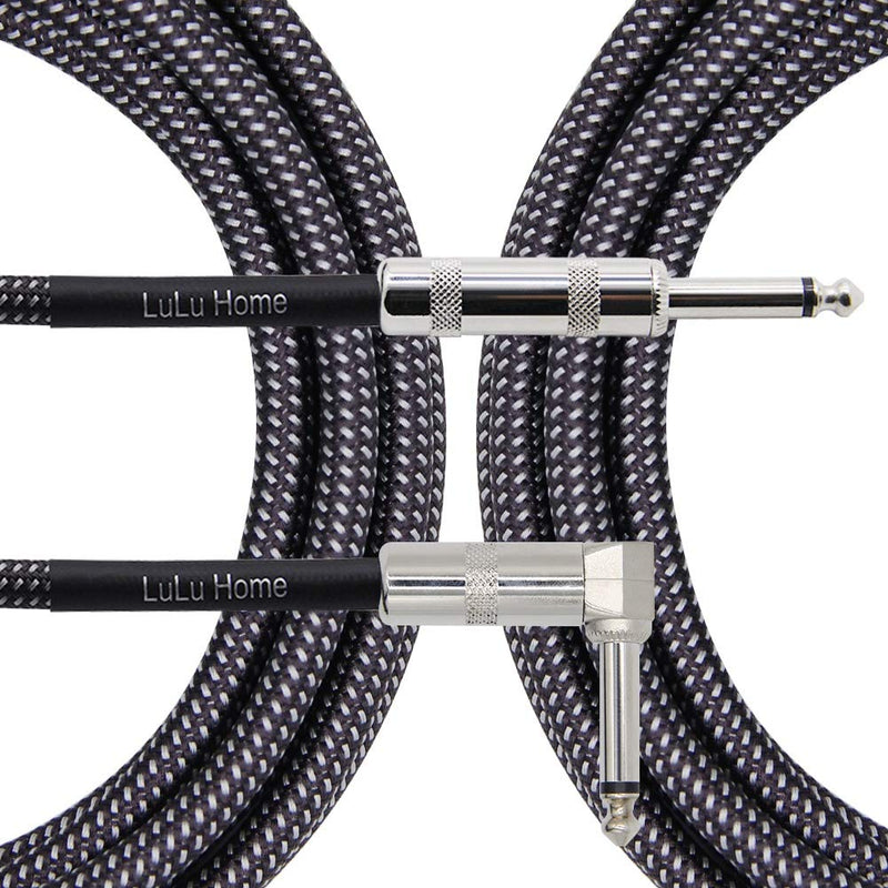 [AUSTRALIA] - Lulu Home Guitar Cable, Professional Instrument Cable, Straight 1/4" TS to Right Angle 1/4" TS for Electric Guitar, Bass, Pro Audio (10 FT, Gray) 10 FT 