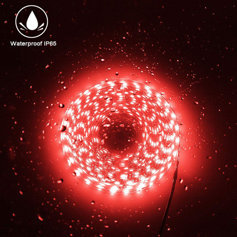 [AUSTRALIA] - YUNBO LED Strip Light Red 620-625nm, 16.4ft/5m 300 Units Cuttable SMD 5050 Black PCB Board 12V Waterproof Flexible LED Tape Light for Car, Bar, Bedroom, Holiday Decoration Lighting 