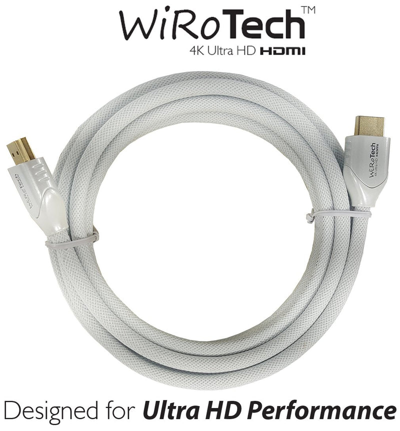 WiRoTech HDMI Cable 4K Ultra HD with Braided Cable, HDMI 2.0 18Gbps, Supports 4K 60Hz, Chroma 4 4 4, Dolby Vision, HDR10, ARC, HDCP2.2 (10 Feet, White) 10 Feet