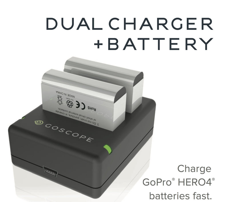 GoScope HERO4 Dual Charging Dock + Spare Battery - HERO4 / HERO4 Black / HERO4 Silver / HERO4 White