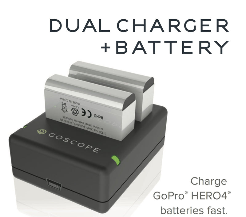 [AUSTRALIA] - GoScope HERO4 Dual Charging Dock + Spare Battery - HERO4 / HERO4 Black / HERO4 Silver / HERO4 White 