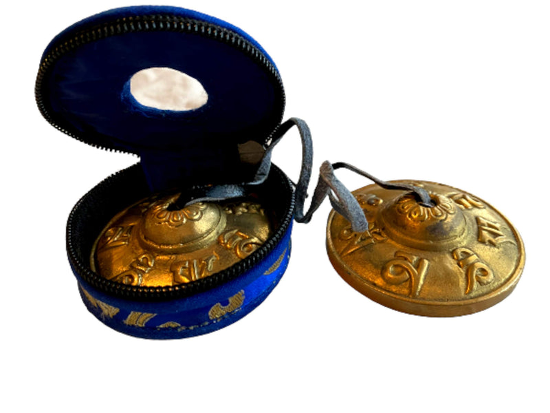 QT S Tibetan Handmade Yoga Meditation Om Tingsha Bell Chimes Cymbal Set, with Handmade Unique Bag (2.75 Inches Buddhist Tingsha, Om Mani Padme Hum Mantra) Made in Buddha Born Country Nepal