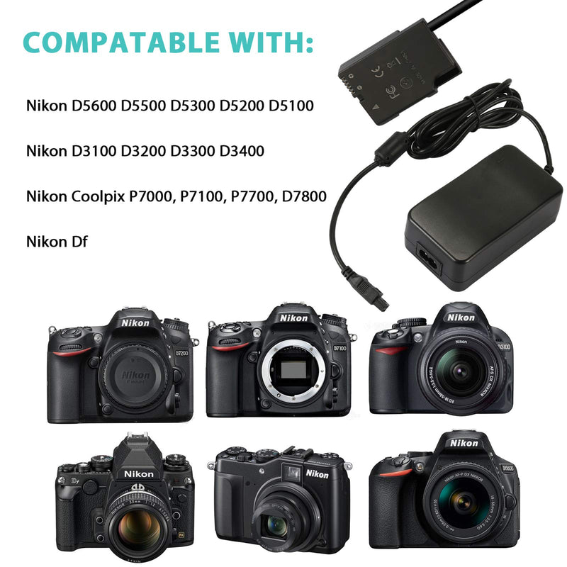 SinFoxeon EP-5B Plus EH-5 AC Power Adapter Kit Replace Nikon EN-EL15 Battery for Nikon D500 D600 D610 D750 D800 D810 D7000 D7100 D7200 D7500 1V1 Z5 Z6 Z7 Cameras