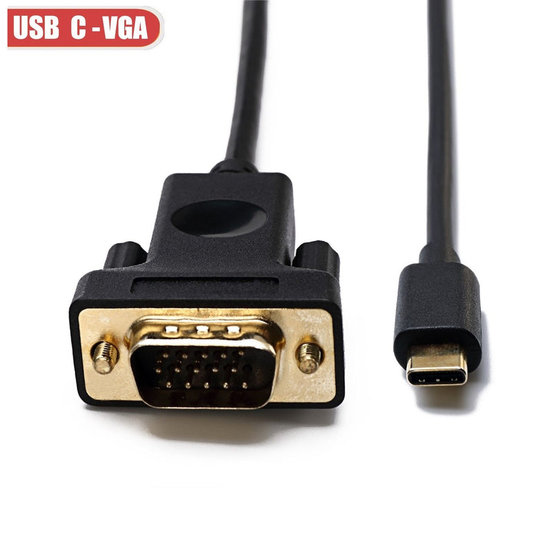 USB-C To VGA,CableDeconn Thunderbolt 3 Type C to VGA Male Converter Adapter Cable 1.8M