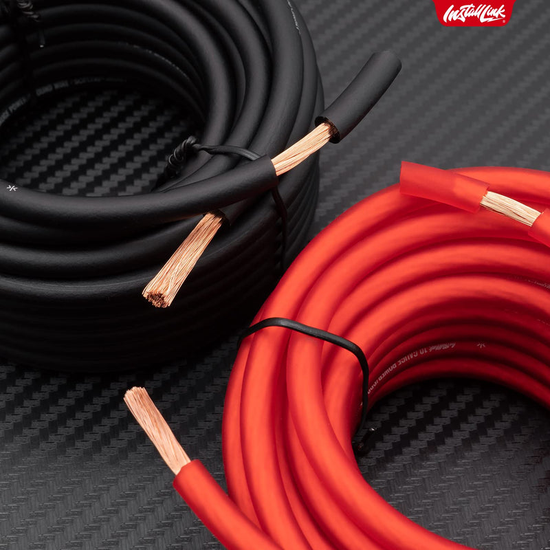 InstallLink 10 Gauge Power or Ground Wire Cable, 20ft, CCA Frosted Red