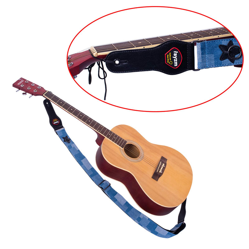 Rayzm Guitar Strap, Denim Adjustable Strap for Acoustic/Electric/Bass Guitar with Strap Locks,5cm Wide