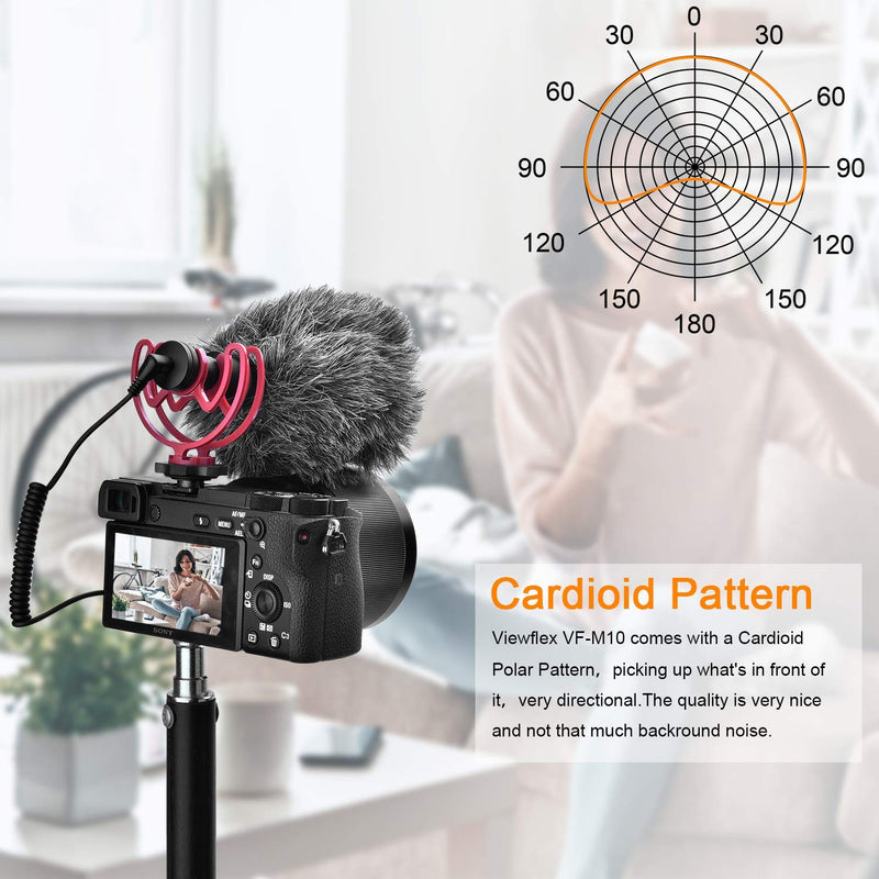 Camera Video Microphone VF-M10 Cardioid Condenser Shotgun Microphone with Shock Mount, Recording Mic for Nikon,Canon,Sony DSLR Camera/Camcorder/iPhone Android for TikTok YouTube Facebook Vlogging