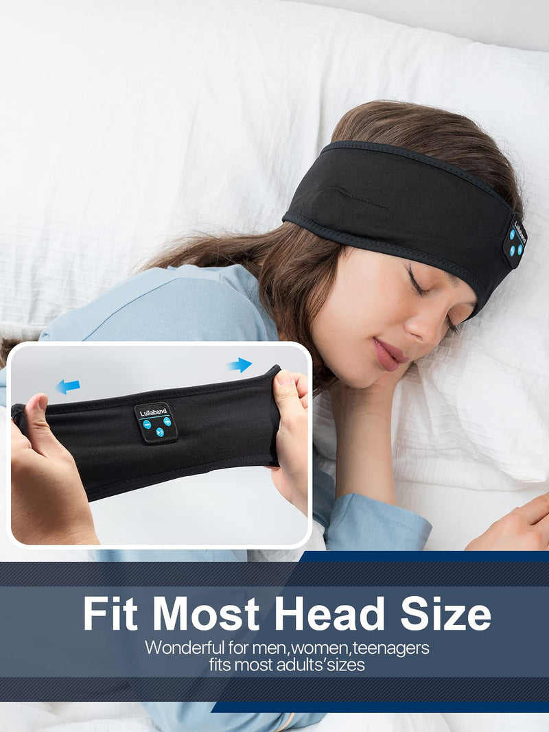 Lullaband Sleep Headphones, 10+ Hours Play Time with Stereo HD Hi Fi Speakers, Sleeping Headphones Bluetooth Headband for Office Nap Air Travel Relaxing Meditating Cool Tech Gadgets Unique Gifts Black