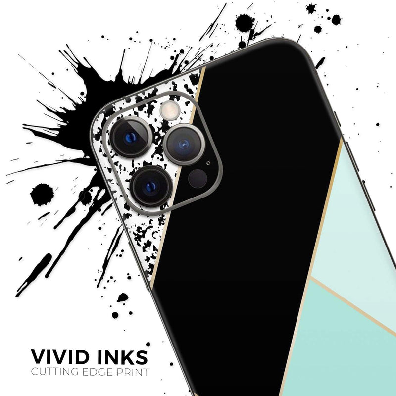 Design SkinZ Minimalistic Mint and Gold Striped V1 - Full Body Skin Decal Wrap Kit Compatible with The Apple iPhone 12 Pro Max (Full-Body, Screen Trim & Back Glass Skin)