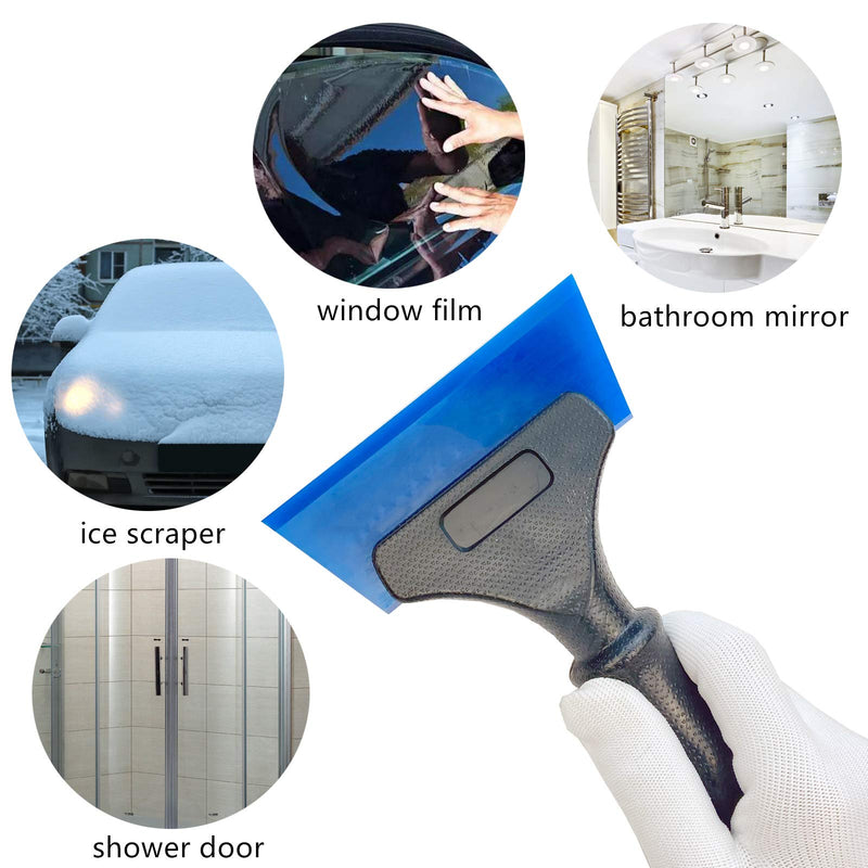 Heavy Duty Car Windshield Squeegee Rubber Shower Squeegee Water Blade Ice Scraper Rubber Squeegee Glass Wiper with Non-Slip Handle for Bathroom Cleaning, Window Tinting, 8Inch Plastic Squeegee