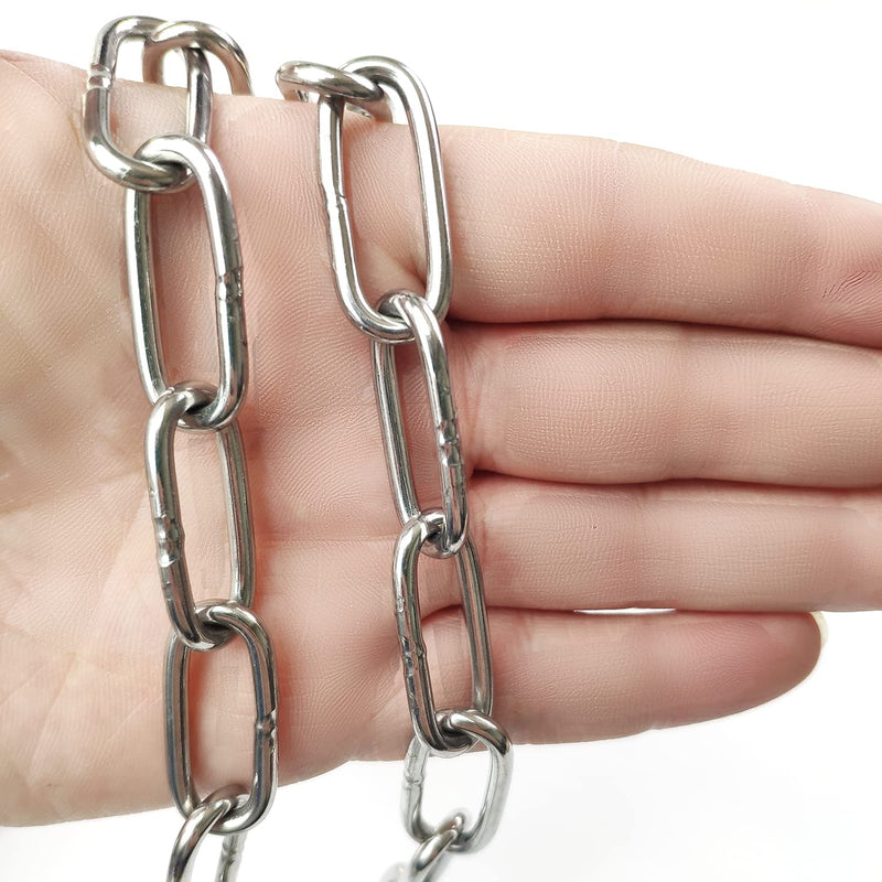 JENSWILL 1/8 inch (3mm) -6.5ft(Length) Stainless Steel 304 Chain,Metal Chain Utility Chain Heavy Duty Chain for Guardrail, Swing, Lifting, Trailer,Pet,Hanging Clothes with 2 Shackles 1/8 inch (3mm) Length-6.5ft(2m)