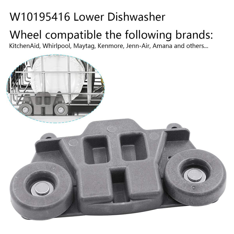 W10195416 NEW UPGRADED Replacement Part for Dishwasher Lower Dishrack Wheel (Set of 4) for KitchenAid, Whirlpool, Kenmore - AP5983730, W10195416V, W10105417, W10195416VP