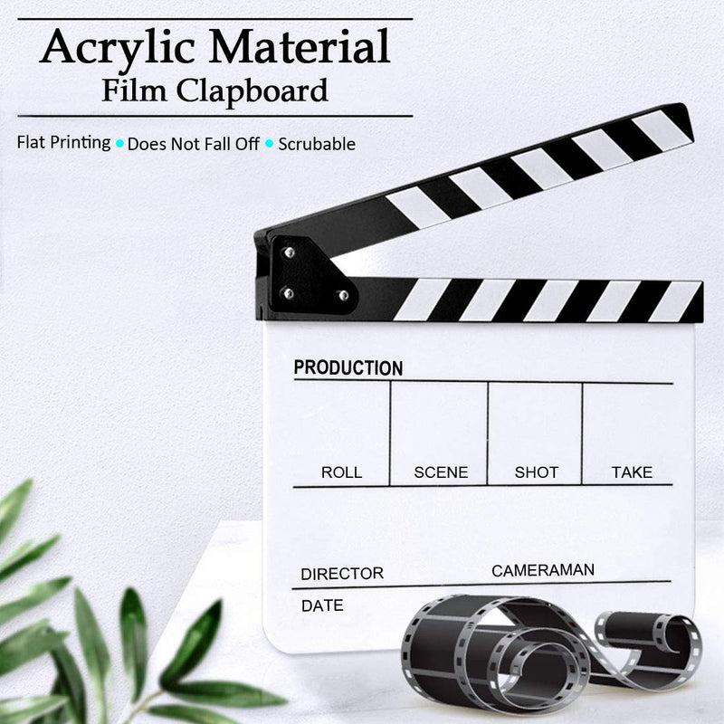 Hilitchi Acrylic Clapper Board Wooden Film Movie Clapboard Cut Action Scene Clapper Board Plastic Slate 25x30cm/10x12"