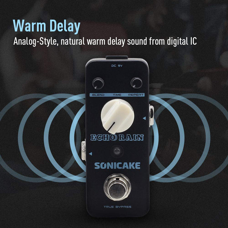 SONICAKE Delay Guitar Effects Pedal Echo Rain Analog-Style Hybrid Digital