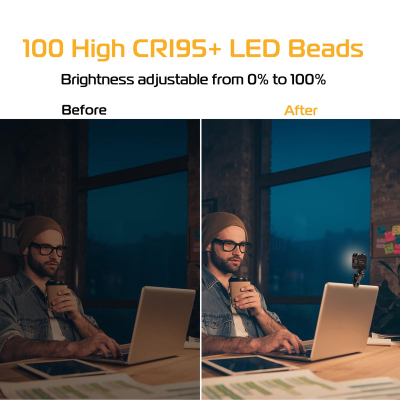 Ulanzi VL100X Selfie Light, Clip LED Light Panel for Phone/Laptop/Tablet/Computer, Bi-Color Portable Clip Camera Light with Dimmable 2500-6500K with 2000mAh Battery for Video Conference/Picture VL100X Clip Light