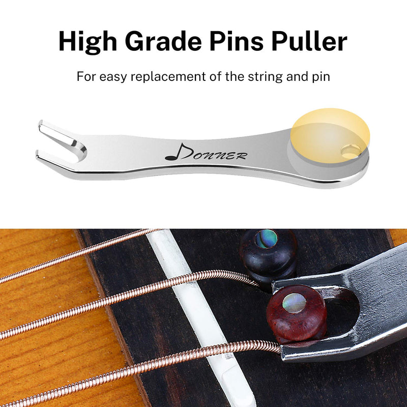 Donner Acoustic Guitar Bridge Pins, 6 PCS Wooden Guitar Bridge Pins Inlaid 3mm Abalone Dot with Guitar Pins Puller and Sandpaper (Brown Cocobolo) Brown Cocobolo