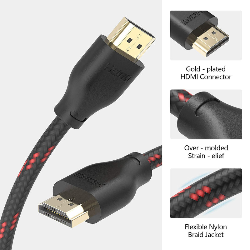 ROCKRIX 8K HDMI Cable 3ft HDMI 2.1 Cable, Ultra HD High Speed 48Gbps 120hz HDMI Cord, Gold Connectors, Nylon Braided, Compatible with Play Station Xbox PS4 Samsung Roku Apple OLED TV