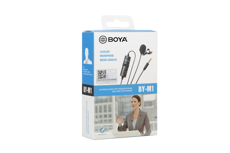 BOYA by-M1 Clip-On Microphone for DSLR Camera/Smartphone/Camcorder/Audio Recorders - Black Lavalier Microphones