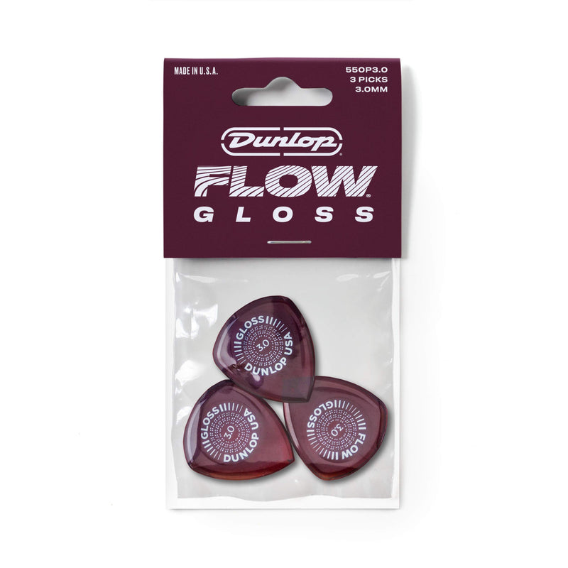 Jim Dunlop Flow Gloss 3.0mm Guitar Picks - 3 Pack (550P300)