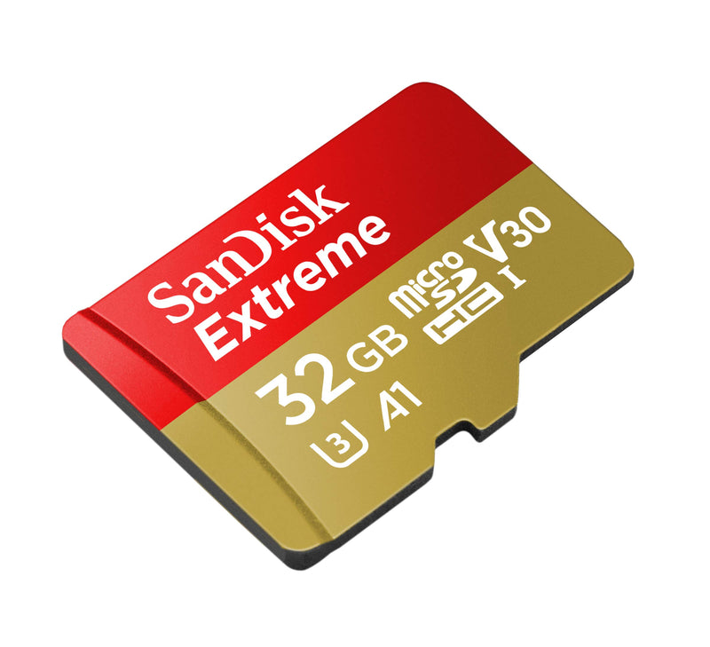 SanDisk 32GB Extreme microSDHC UHS-I Memory Card with Adapter - C10, U3, V30, 4K, A1, Micro SD - SDSQXAF-032G-GN6MA, Red/Gold Card Only