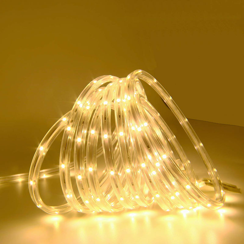 LED Rope Lights, 16.4ft Waterproof Connectable Strip Lighting, 3000K Soft White, Indoor Outdoor Mood Lighting for Home Christmas Holiday Garden Patio Party Decoration