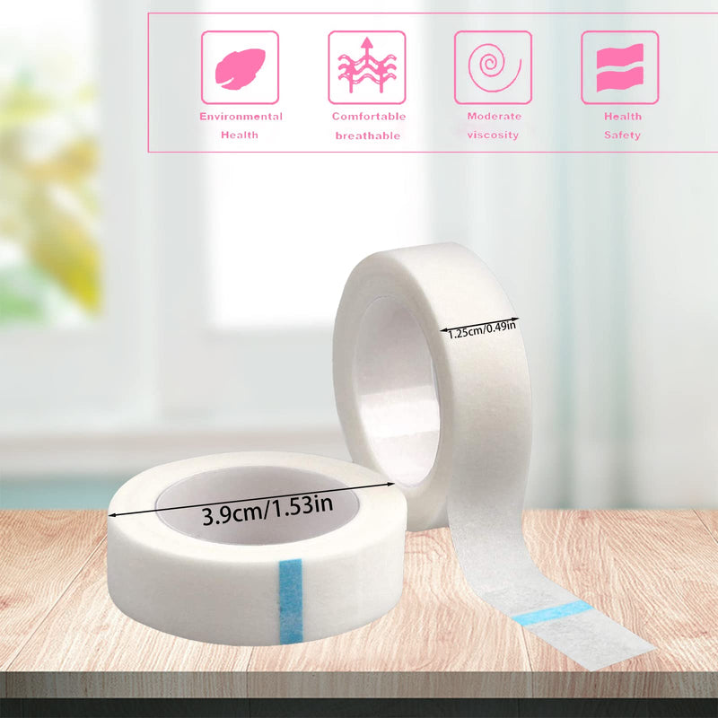10 Rolls Eyelash Extension Tape - Micropore Medical Tape for Sensitive Skin, Adhesive Fabric Lash Tapes in White, 0.5 inch x 10 Yards per Roll, Ideal for Eyelash Extension Supply