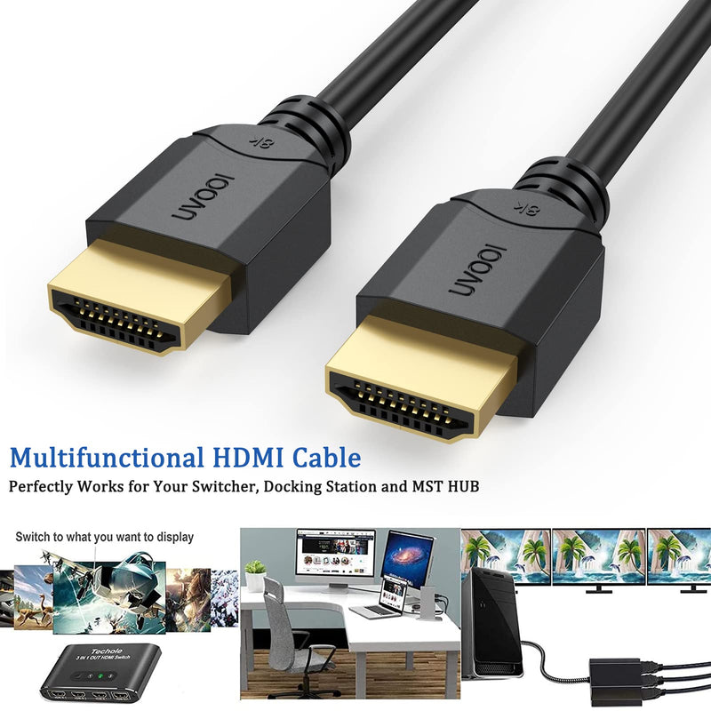 8K HDMI Cable 6FT 2-Pack, HDMI 2.1 Cable 48Gbps Cord Supports 8K@120Hz, 4K@144Hz, 1080P@240Hz-Ethernet, ARC, Dolby, HDR10, HDCP2.2 blackg