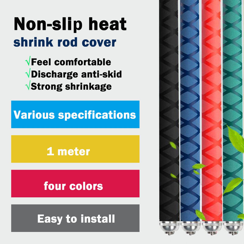 Aventik X-Tube Heat Shrink Fishing Rod Sleeves Wrap Tubing Fishing Rod Grips Non Slip Waterproof &Insulation Lengths Durable Repair (40mm-Black) 40mm-Black