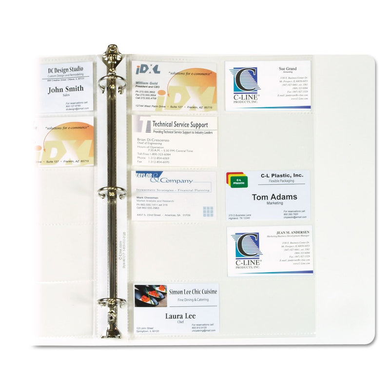 C-Line Business Card Binder Pages, 20 3 1/2 Cards per Page, Clear, 10 Pages per Pack