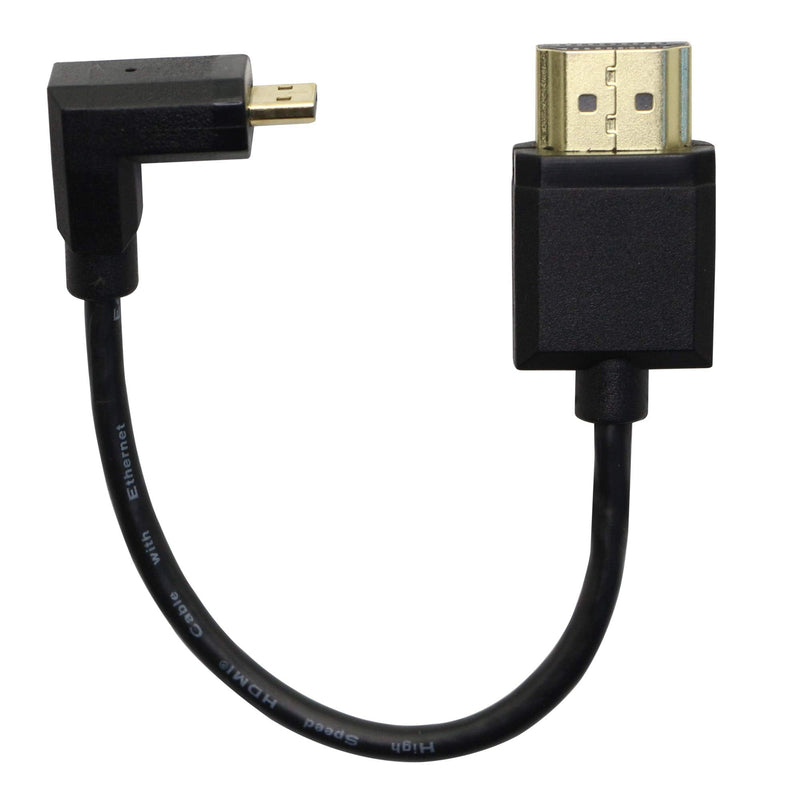 90 Degree Micro HDMI Male to HDMI Male Cable Adapter Connector 4K 60Hz Ethernet HDMI Type D to Type A 3D Audio Return for Cameras-15CM (Angle Down) Angle Down