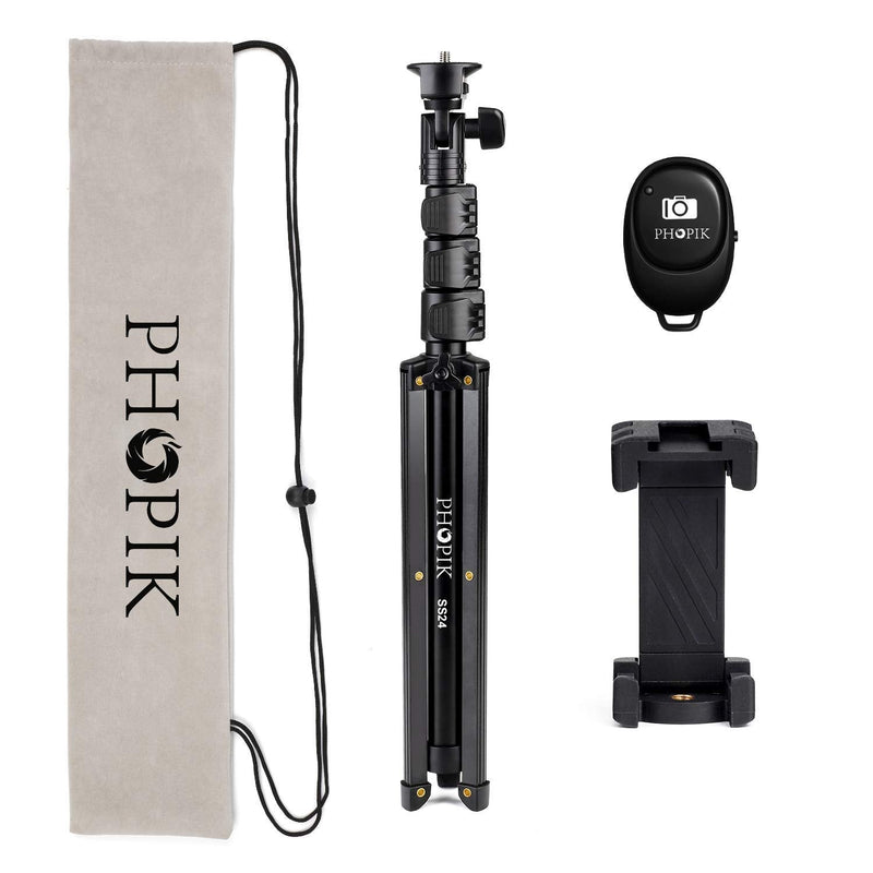 PHOPIK Phone Tripod Stand : Selfie Stick Tripod,Phone Tripod Extendable Camera & Cell Phone Tripod Stand for iPhone & Android Phone, Heavy Duty Aluminum, Lightweight