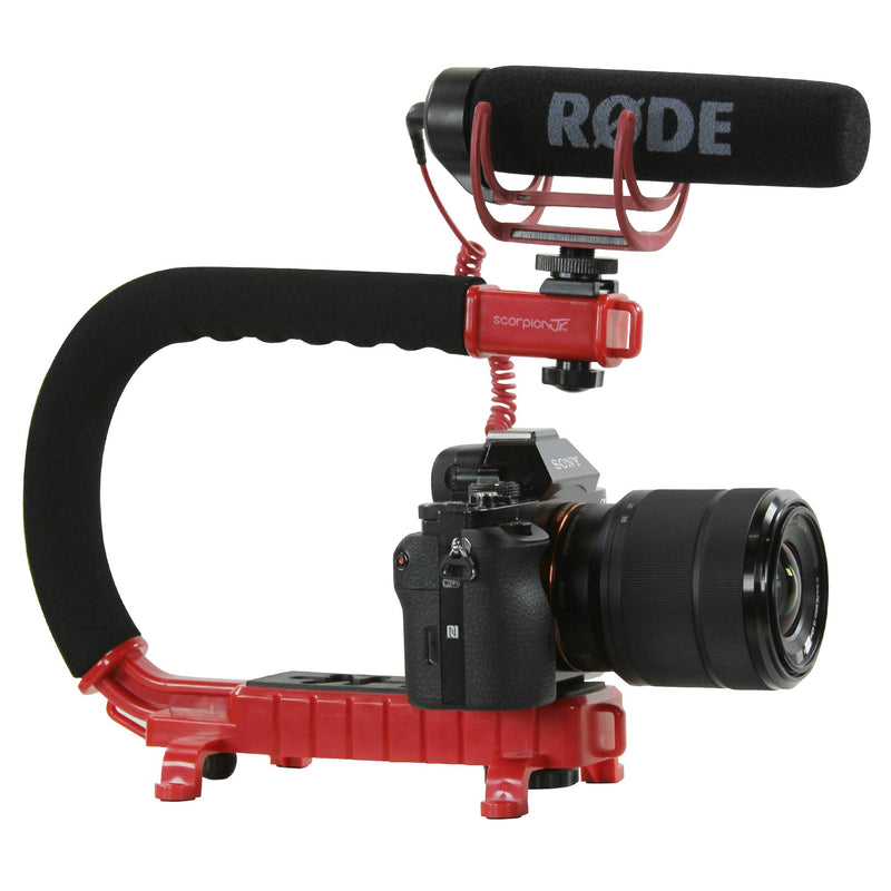 [AUSTRALIA] - Cam Caddie Scorpion Jr Lite Camera Stabilizer - Stabilizing Steadicam Handle with Cold Shoe Mount for Camcorders and Smartphones - Red 