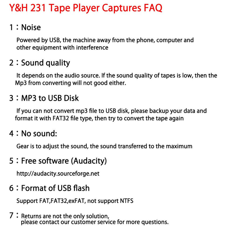 [AUSTRALIA] - Y&H Cassette Tape Player Record Tape to MP3 Digital Converter,USB Cassette Capture,Save to USB Flash Drive Directly,No Need Computer ezcap231 