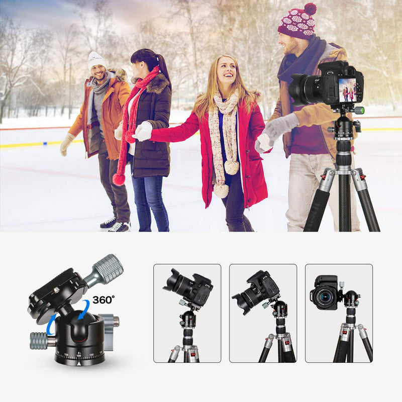 koolehaoda Low-Profile Mini Ballhead,Tripod Head 360° Panoramic with 1/4" Screw Arca-Type QR Plate Metal Ball Joint for DSLR,Tripod,Monopod, Net Weight only 170G,Maximum Load: 8kg -(E1)