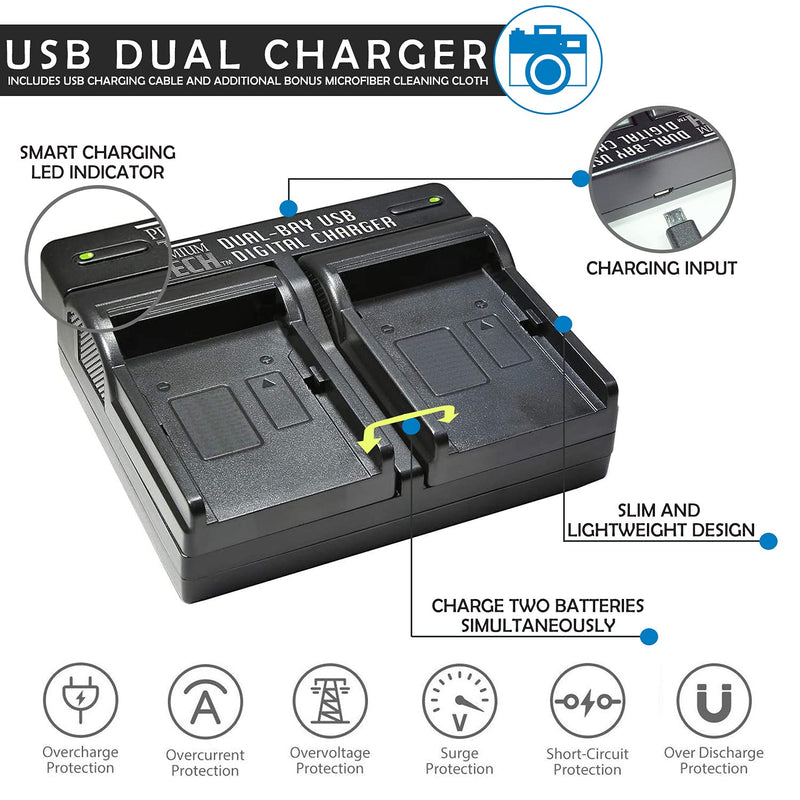 2-Pack LI-42B / LI-40B / LI-40C UltraPro Rechargeable Batteries 3.7V High-Capacity Replacement Battery with Rapid Dual Charger for Select Olympus Digital Cameras