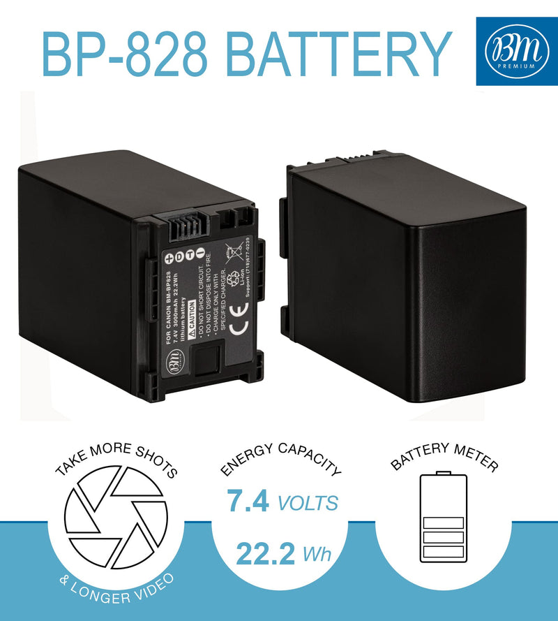 [AUSTRALIA] - BM BP-828 Battery and Charger for Canon VIXIA HF G60, HF G50, XA40, XA45, XA50, XA55, GX10, HF G20, HF G21, HFG30, HFG40, HFM300, HFM301, HFM40 HFM41 HFM400 HFS200 XA10 XA11 XA15 XA20 XA25 XF400 XF405 