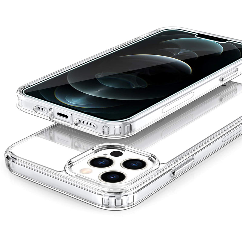EasyAcc Clear Case for iPhone 12 Pro Max with Screen Protector, Slim Transparent Phone Cases Shockproof Protective Hard PC Back with Soft TPU Bumper Cover for iPhone 12 Pro Max 2020 6.7 inch