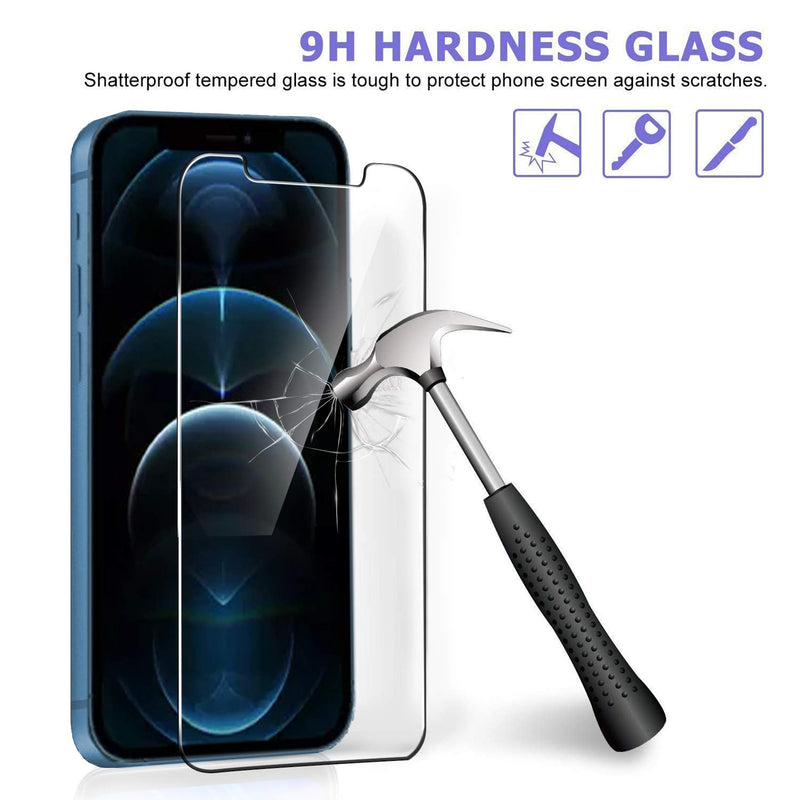 Ferilinso [4 Pack] 2 Pack Screen Protector for iPhone 12 Pro with 2 Pack Camera Lens Protector [Tempered-Glass] [Military Protective] [HD Clear] [Case Friendly] [Anti-Fingerprint] [Anti-Scratch] 2 pcs-Clear