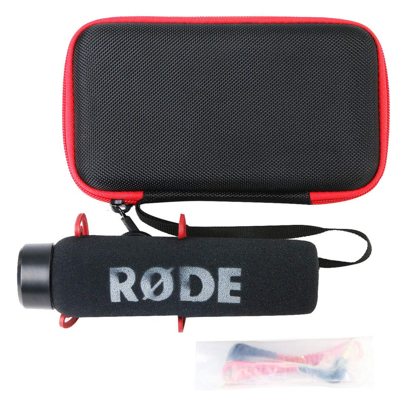 Aenllosi Storage Case for Rode VideoMic GO On Camera Microphone - Black/Red(only case)