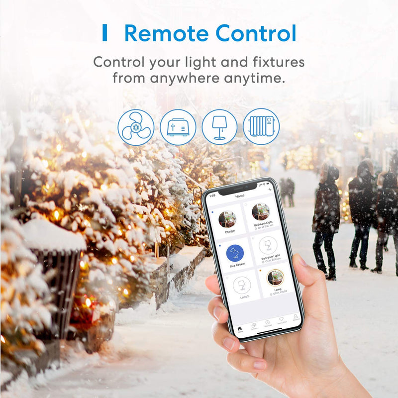Meross Smart Plug Mini, 15A & Reliable Wi-Fi, Support Apple HomeKit, Siri, Alexa, Echo, Google Assistant and Nest Hub, App Control, Timer, No Hub Needed, 2.4G WiFi Only, 4 Pack