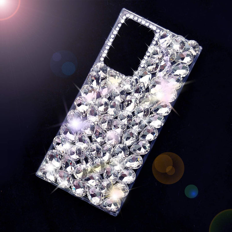 Bonitec for Samsung Galaxy Note 20 Ultra 5G Case 3D Glitter Sparkle Bling Case Luxury Shiny Crystal Rhinestone Diamond Bumper Clear Gems Protective Case Cover