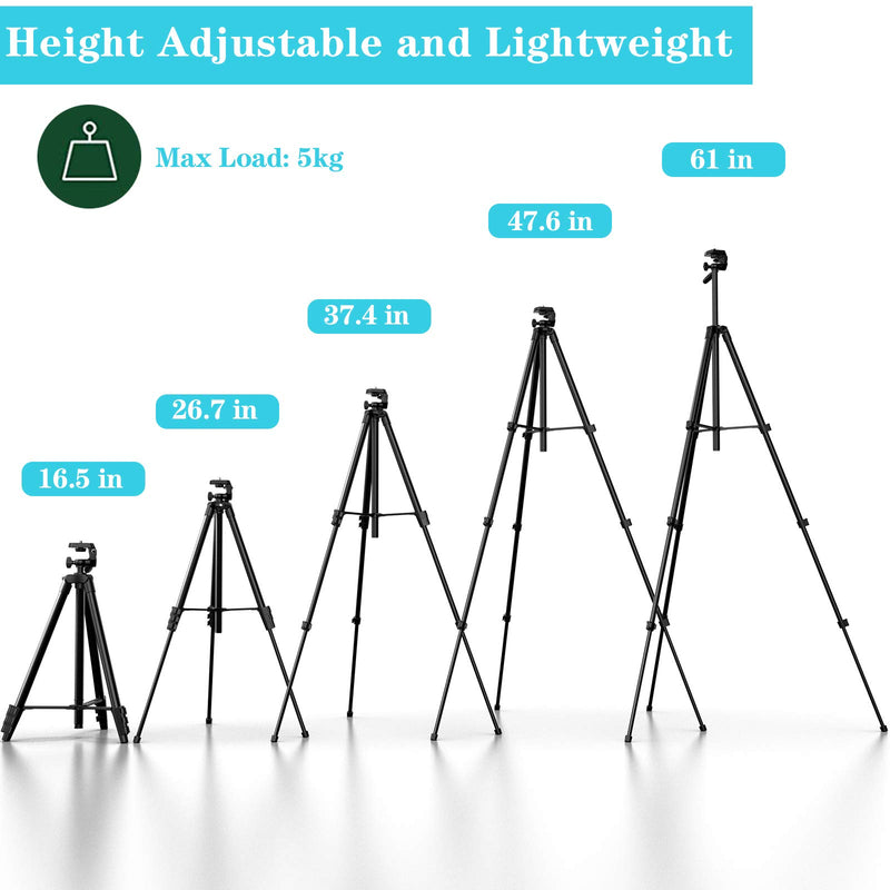 KINGJUE 60'' Camera Phone Tripod Stand for DSLR Canon Nikon with Universal Tablet Phone Holder Remote Shutter and Carry Bag Max Load 6.6LB 60 inch
