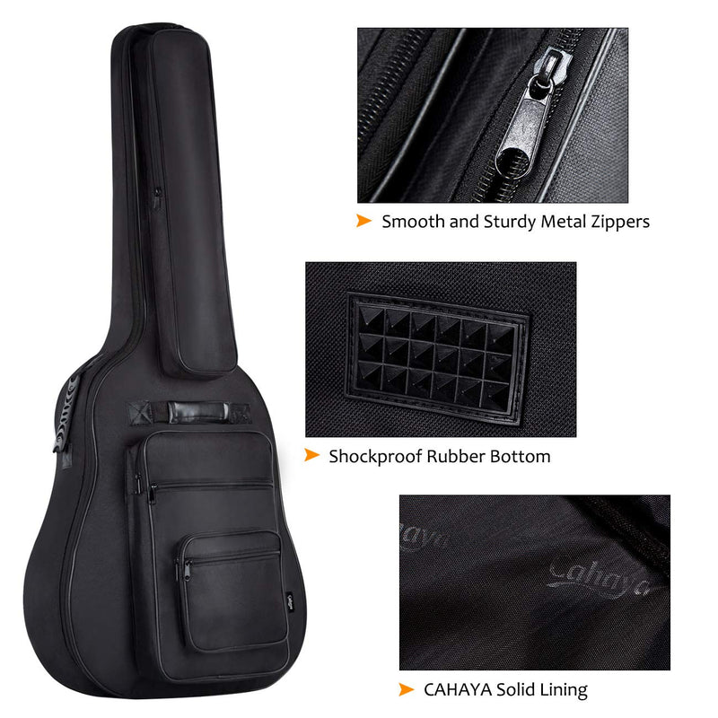[AUSTRALIA] - CAHAYA 40 41 42 Inch Multi-pockets Acoustic Guitar Bag 6 Pockets 0.3 Inch Thick Padding Waterproof Guitar Case Gig Bag 