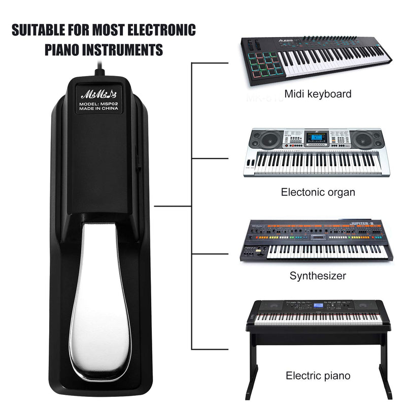 MIMIDI Sustain Pedal for Keyboard Yamaha,Roland,Casio,Korg,Behringer,Moog - Universal Piano Foot Pedal