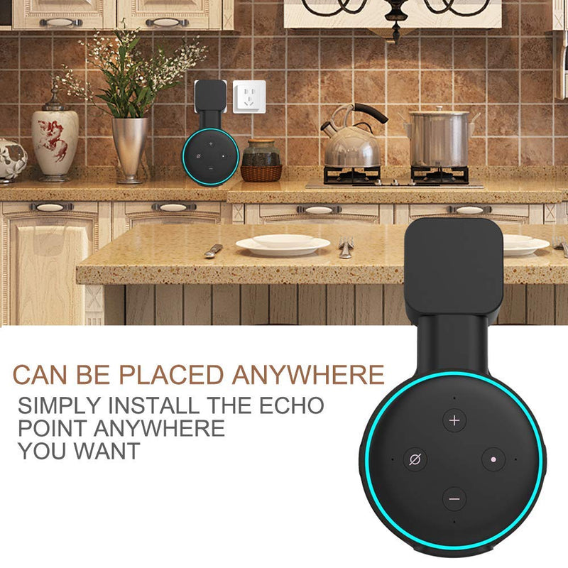 Outlet Wall Mount Holder for Echo Dot 3rd Generation,A Space-Saving Solution with Cord Management for Your Smart Home Speakers, Hide Messy Wires, Place on Kitchen, Bedroom & Bathroom (Black) 1pcs Black