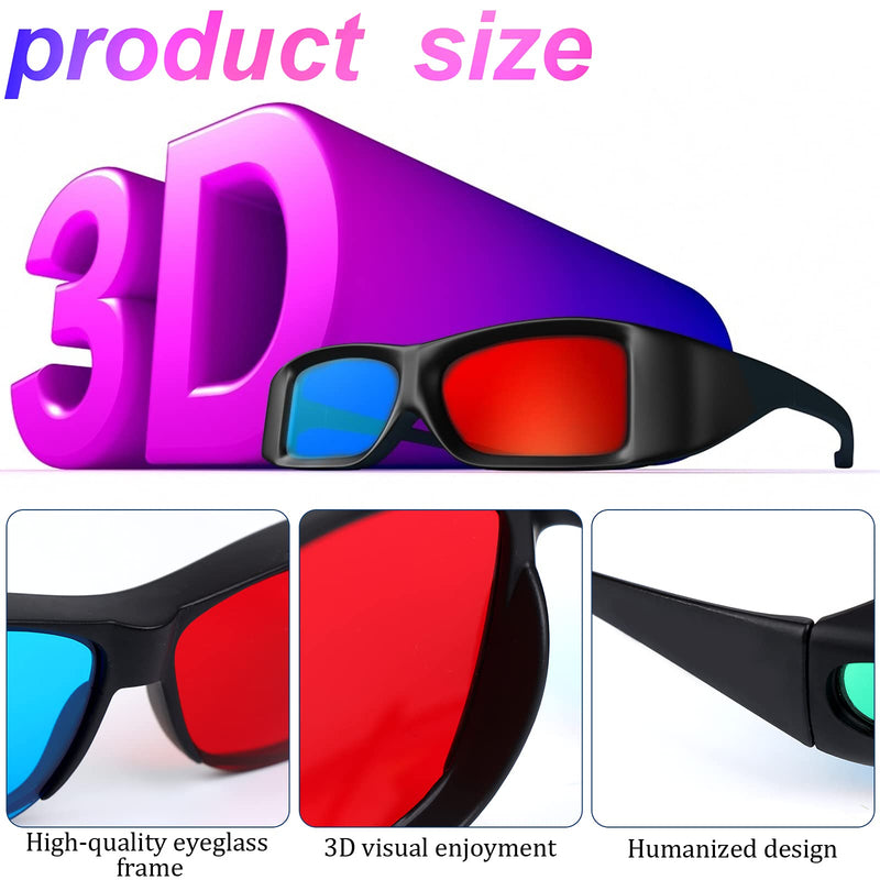 3 Pieces Red Blue 3D Glasses 3D Movie Game Glasses Anti-Polarization Design Red-Blue 3D Style Glasses