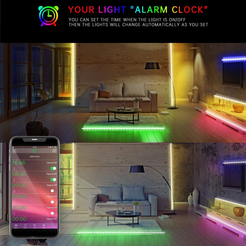[AUSTRALIA] - 65.6FT LED Strip Lights, Homiar Smart 5050 RGB Light Strips, 360LEDs Color Changing Tape Lights, Music Sync Rope Lights Kit with 40 Keys IR Remote Control for Party Home Holiday Decoration - 4 Pack 