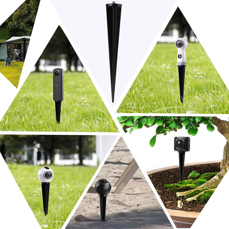 Spike Pole Mount Ground Stake for Insta360 One R Samsung Gear 360 2017 Edition Cam,360fly 360° Cam,Ricoh Theta V SC2 M15,LG 360,Nikon Keymission 170/360&Garmin Virb 360 Cam