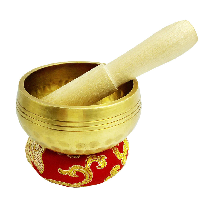 Tibetan singing and meditation bowl set, with cushion and wooden mallet, yoga, prayer, chakra healing, 3.1 inches easy to carry