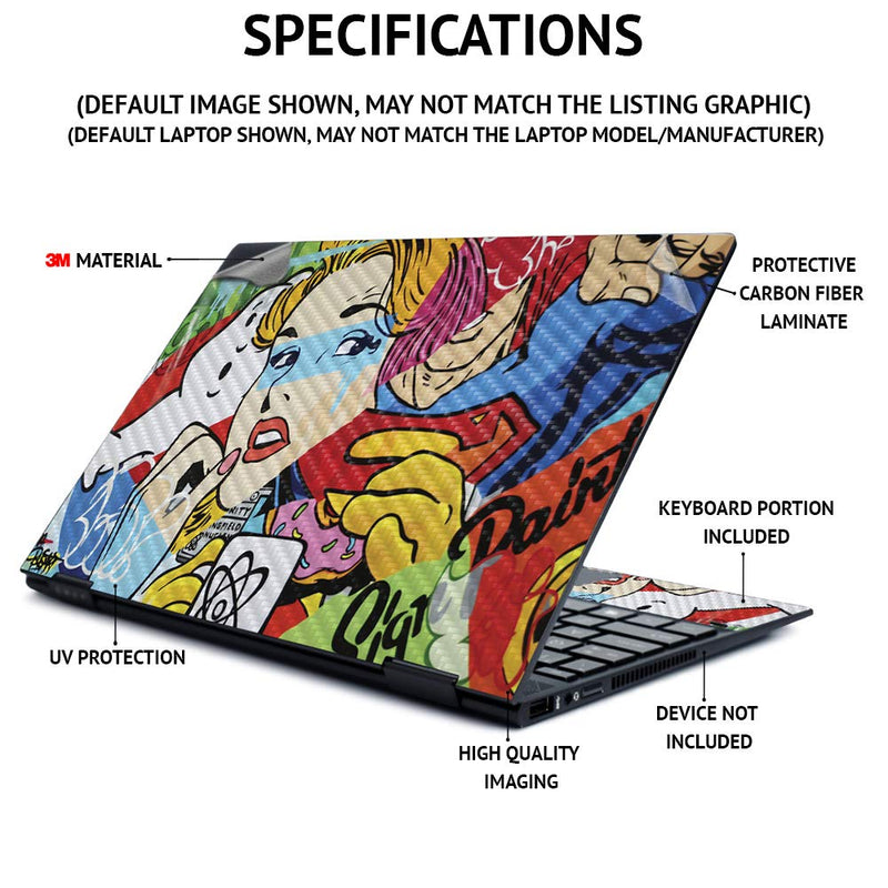 MightySkins Carbon Fiber Skin for Lenovo Flex 14" (2019 No Fingerprint Scanner) - Happy Cactus | Protective, Durable Textured Carbon Fiber Finish | Easy to Apply Change Style | Made in The USA